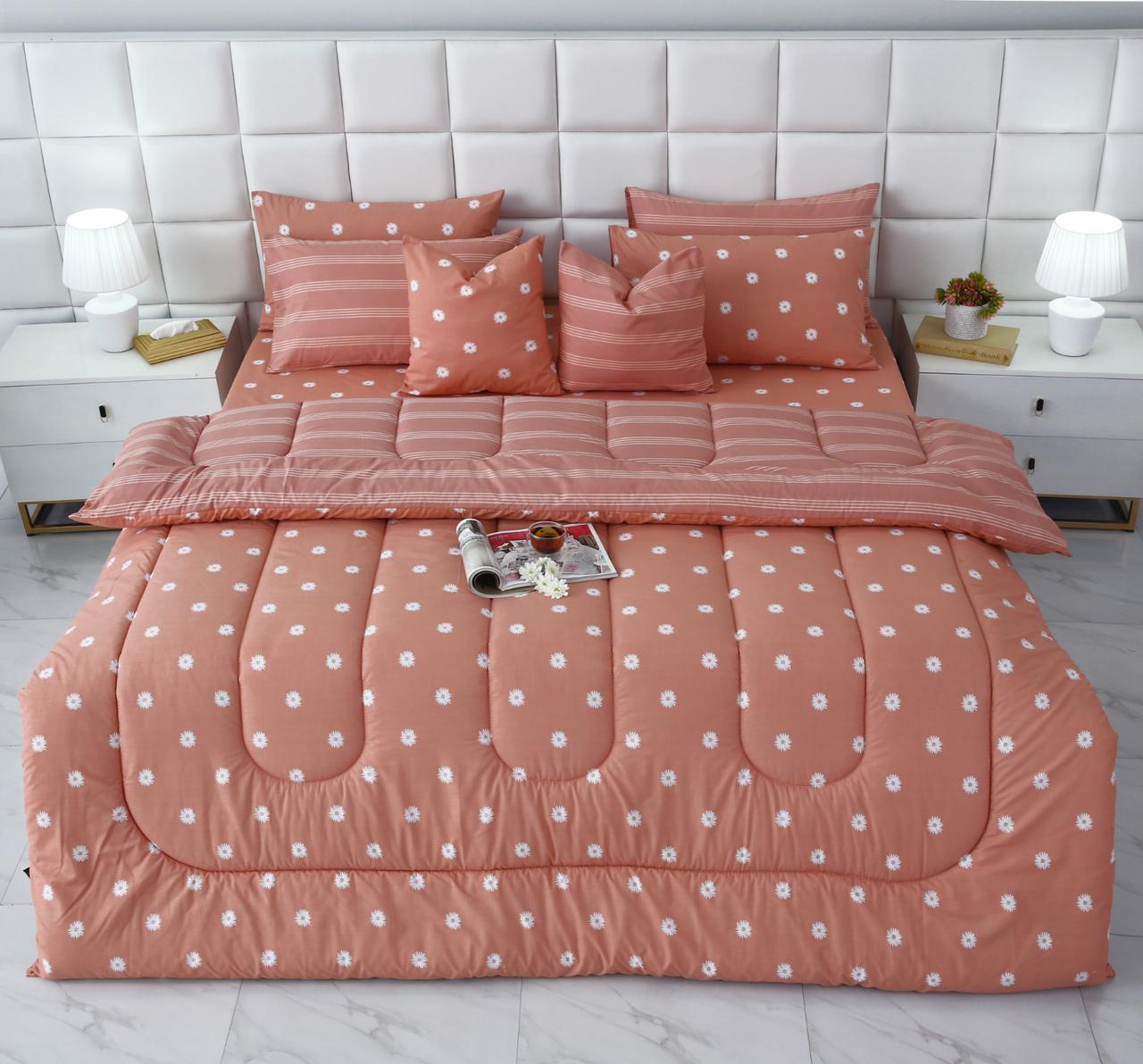 8 PCs Winter Comforter Set- Arabian Jasmine Comforters Apricot