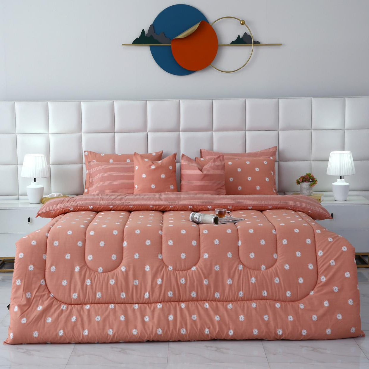 8 PCs Winter Comforter Set- Arabian Jasmine Comforters Apricot
