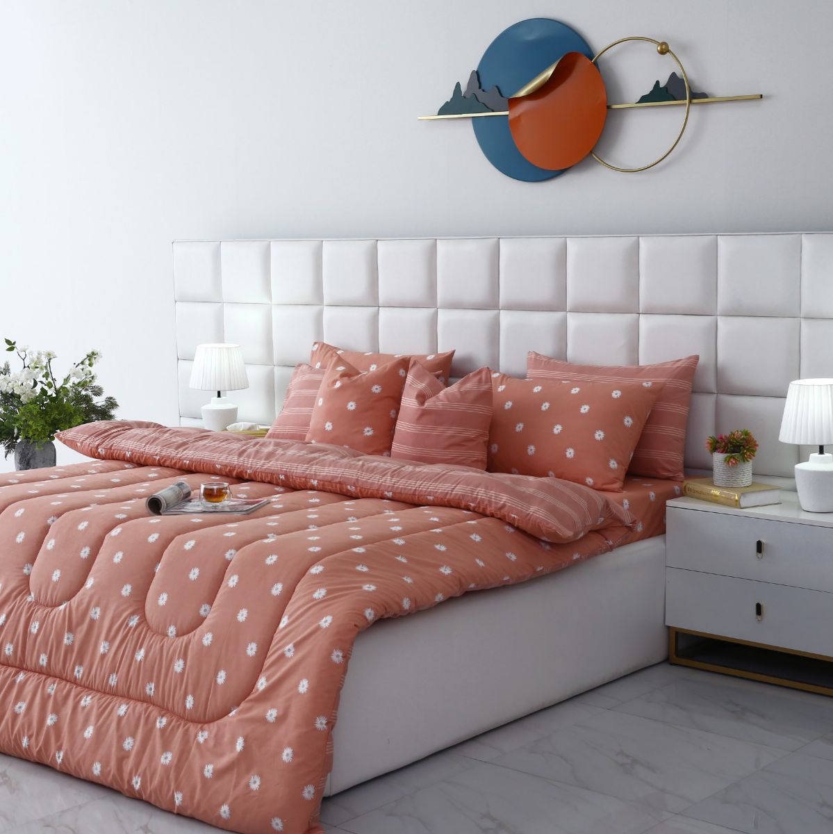 8 PCs Winter Comforter Set- Arabian Jasmine Comforters Apricot