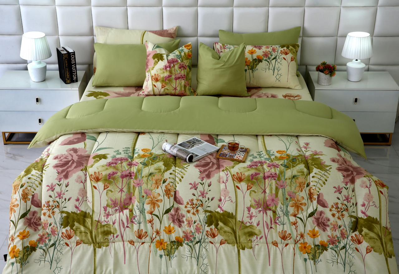 8 PCs Winter Comforter Set-Delamere Comforters Apricot