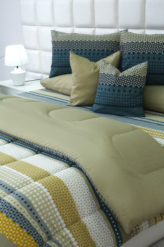 5 PCs Single Razai Set-Bohemian Comforters Apricot