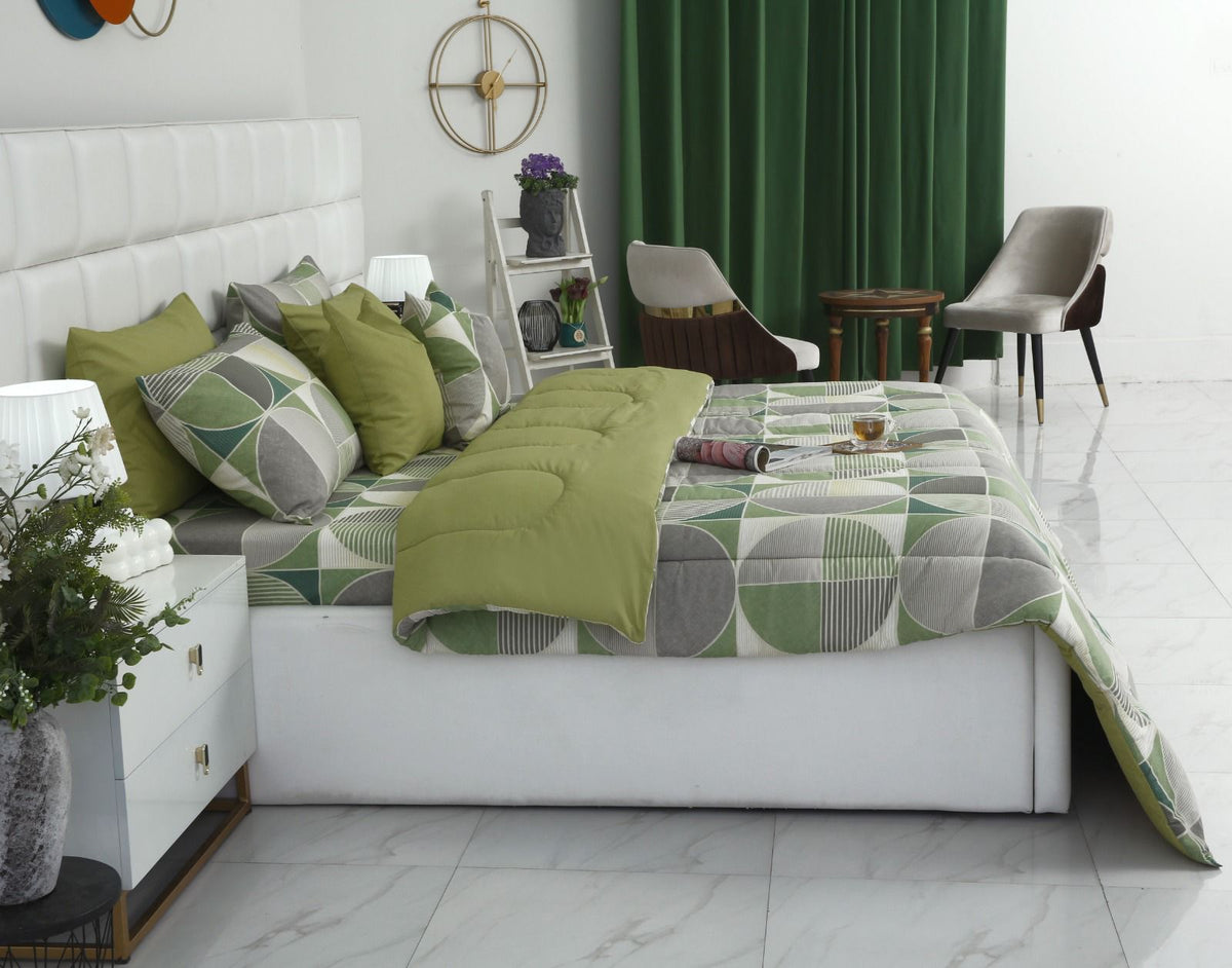 8 PCs Winter Razai Set-Neo Abstract Comforters Apricot