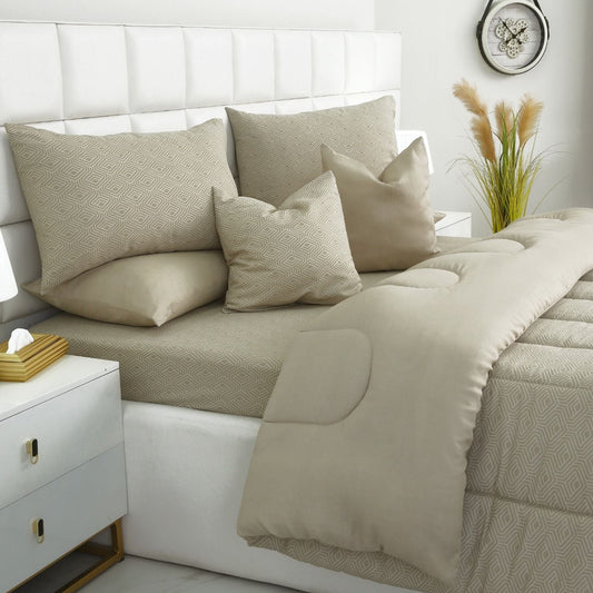 8 PCs Winter Razai Set- Opus Comforters Apricot