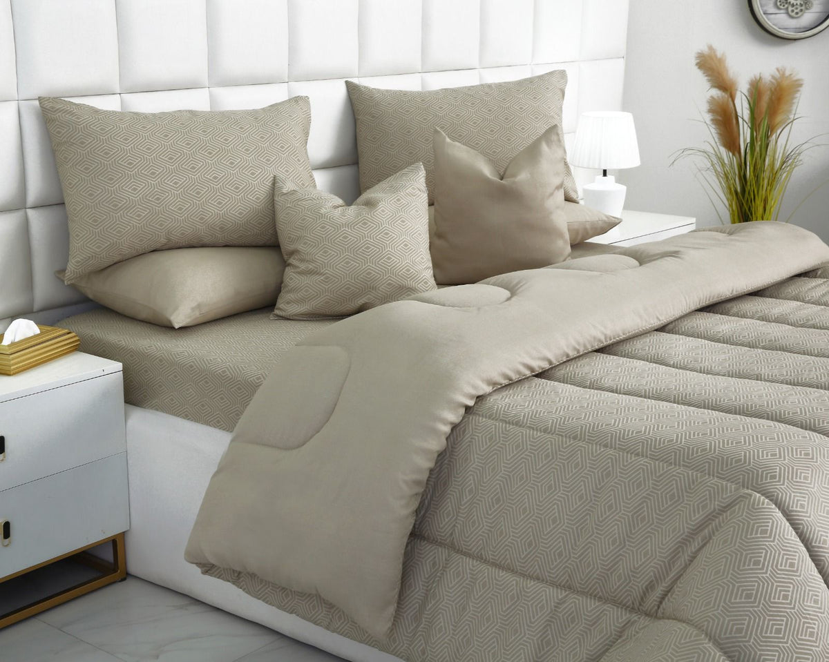 8 PCs Winter Razai Set- Opus Comforters Apricot