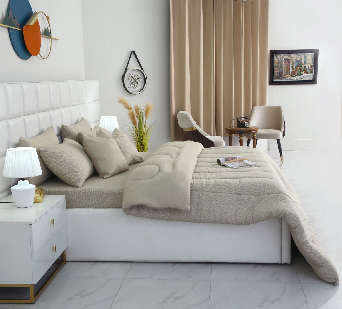 8 PCs Winter Razai Set- Opus Comforters Apricot