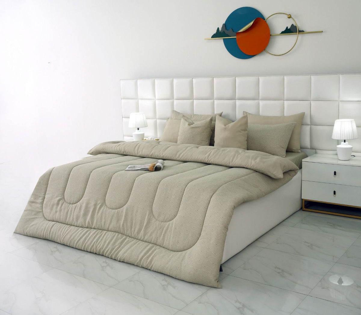 8 PCs Winter Razai Set- Opus Comforters Apricot