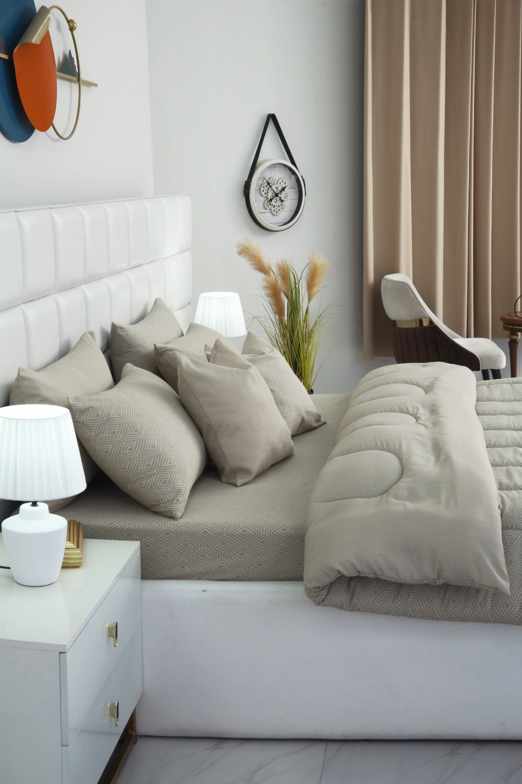 8 PCs Winter Razai Set- Opus Comforters Apricot