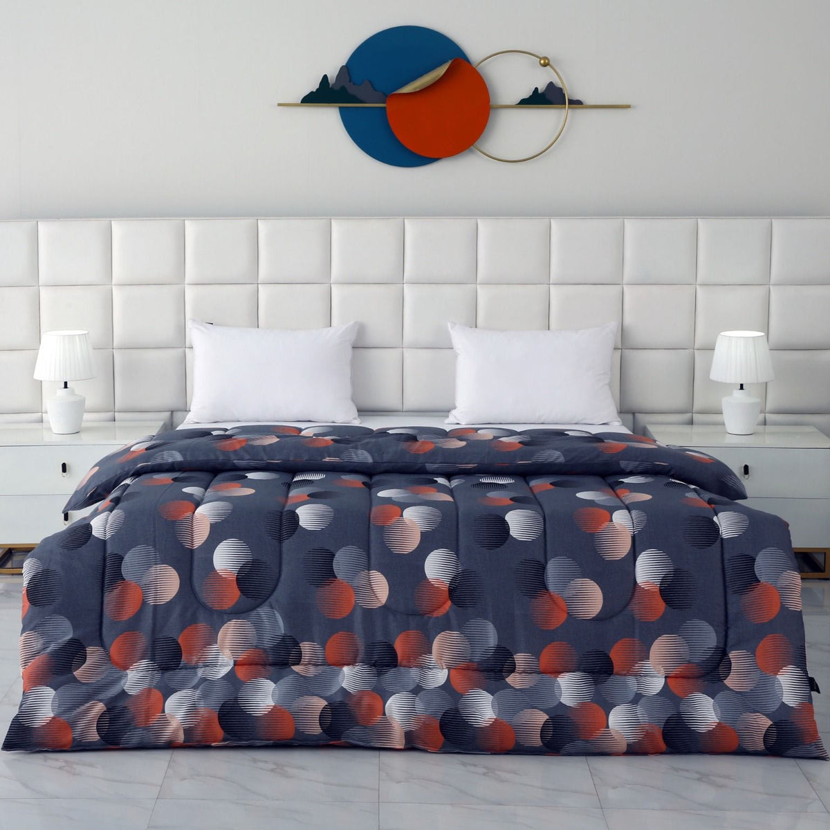 8 PCs Winter Razai Set-Illustration Design Comforters Apricot