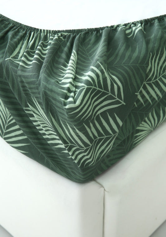 Fitted Bed Sheet-Emerald Feathers Fitted Sheets Apricot