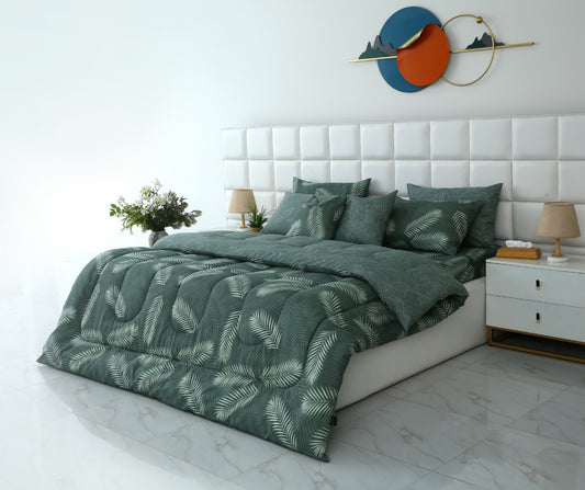 8 PCs Winter Comforter Set-Emerald Feathers Comforters Apricot