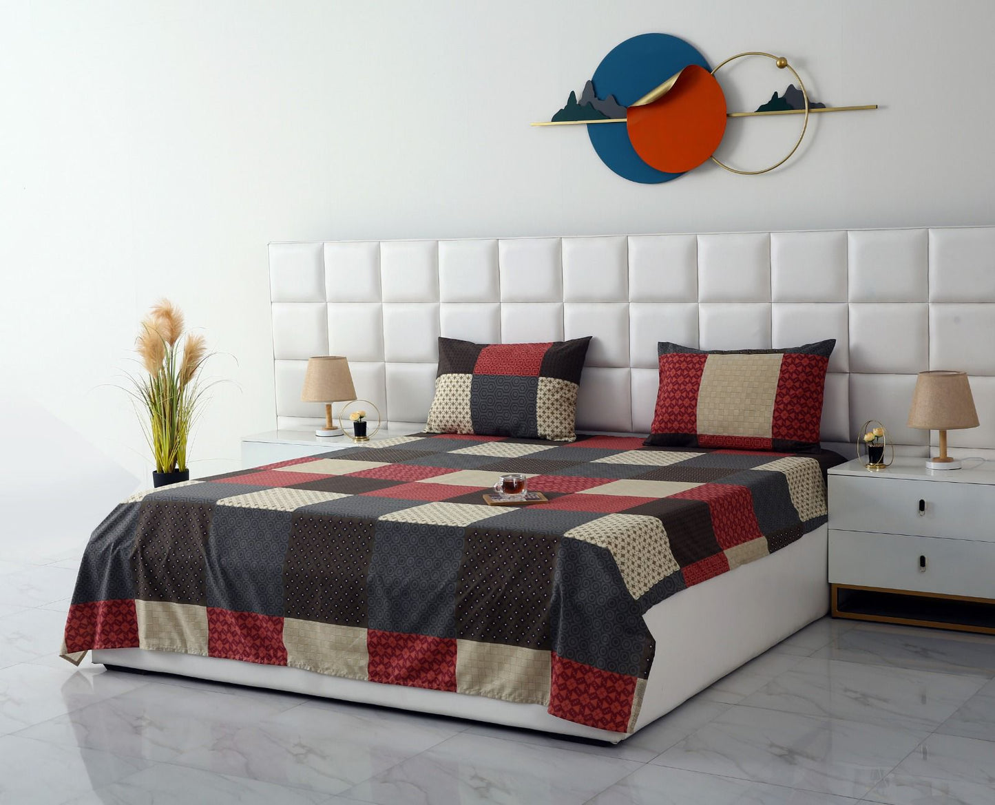 3 PCs Double Bed Sheet-Aurora Bed Sheets Apricot