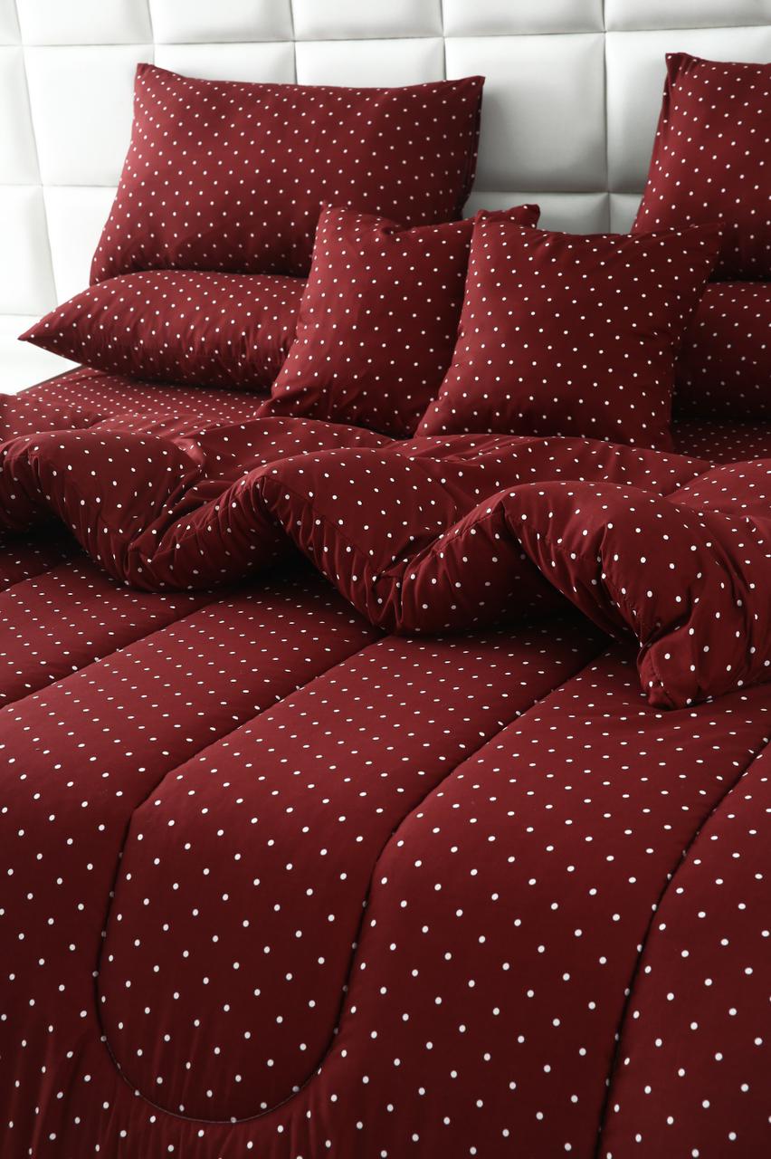 5 PCs Single Razai Set-Plum Polka Comforters Apricot