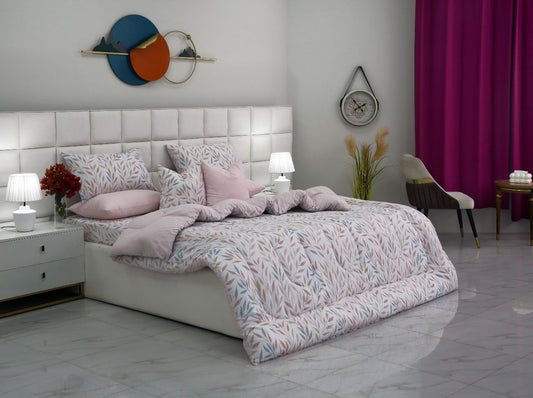 8 PCs Winter Comforter Set-Pastel Pink