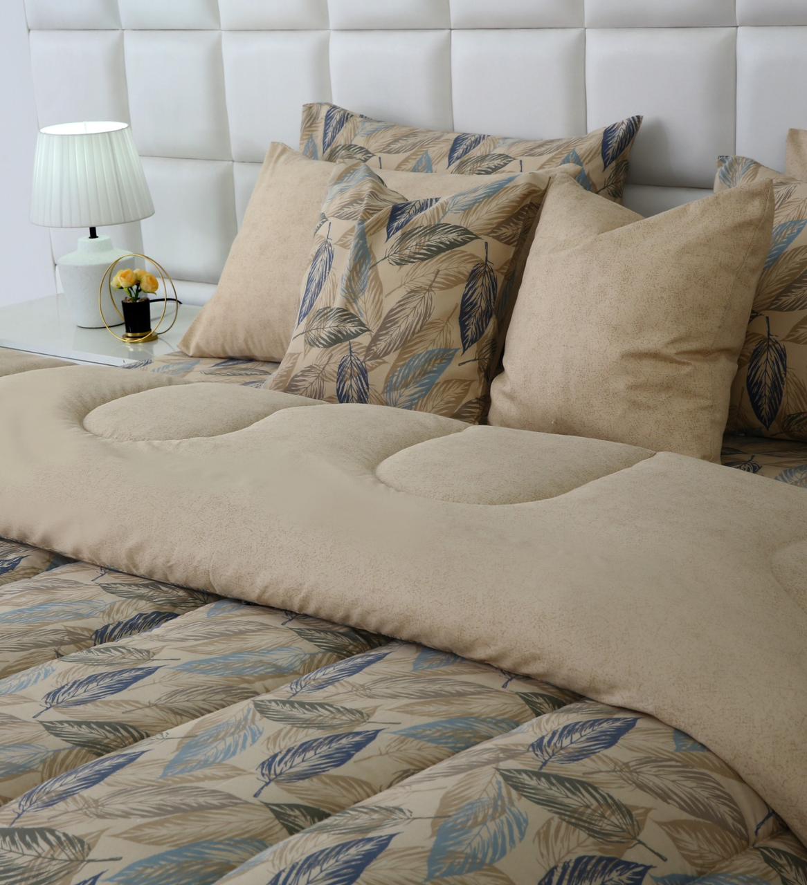 5 PCs Single Razai Set-Garden Bench Comforters Apricot