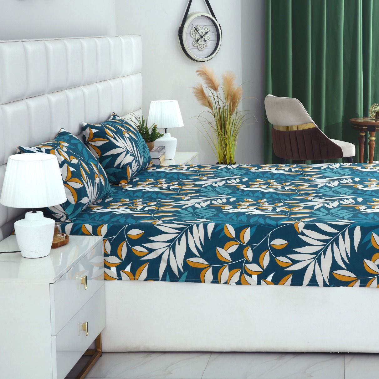 3 PCs Bed Sheet-Tropicals BED SHEET Apricot