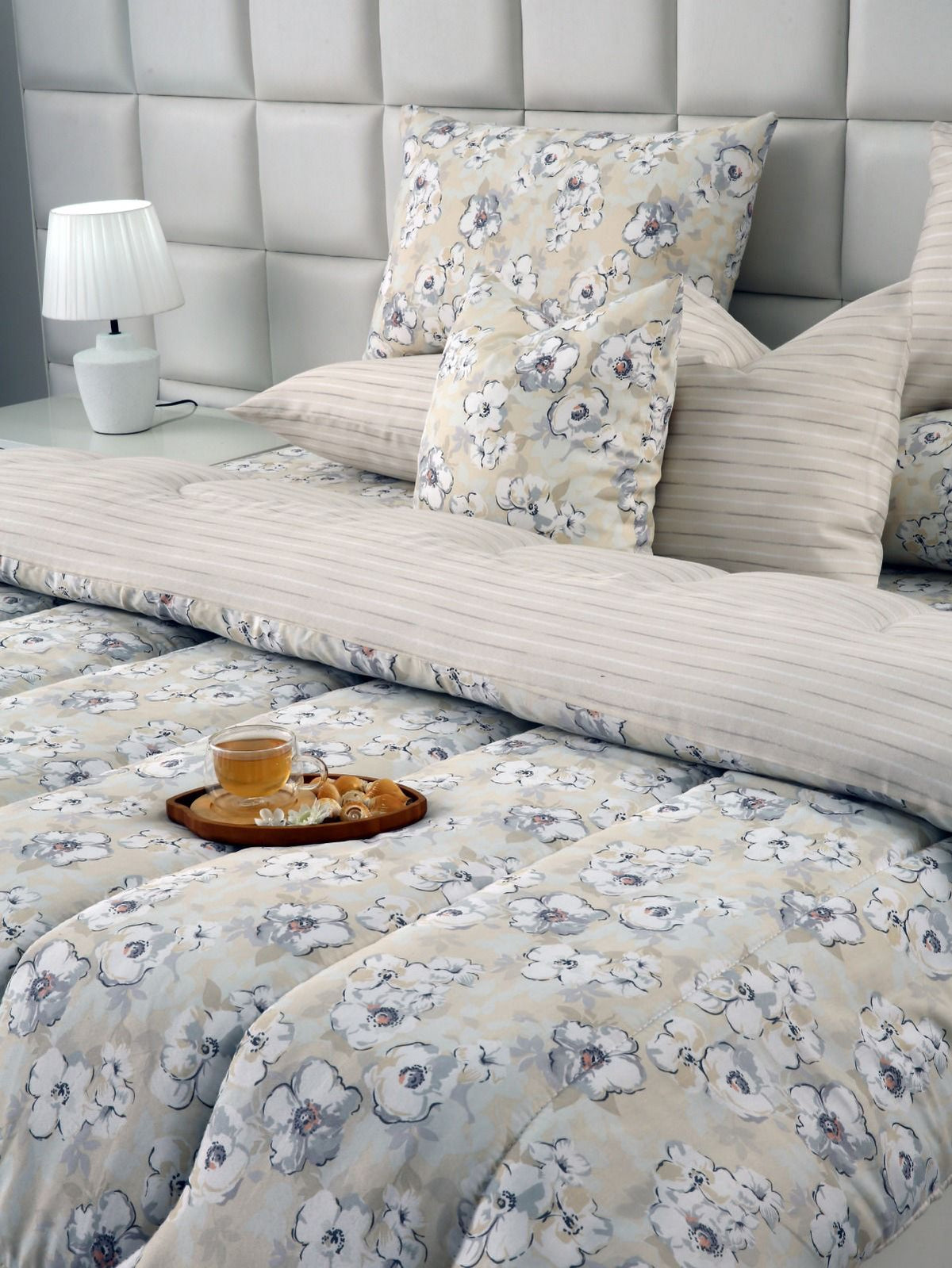 8 PCs Winter Razai Set-Buttercup Comforters Apricot