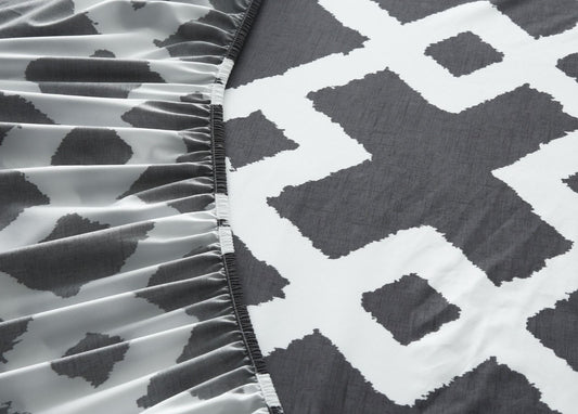 Fitted Bed Sheet-Geometric Patterned Fitted Sheets Apricot