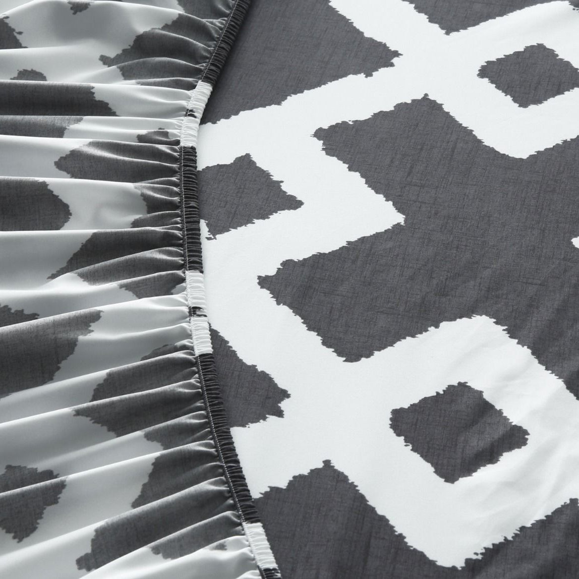 Fitted Bed Sheet-Geometric Patterned Fitted Sheets Apricot