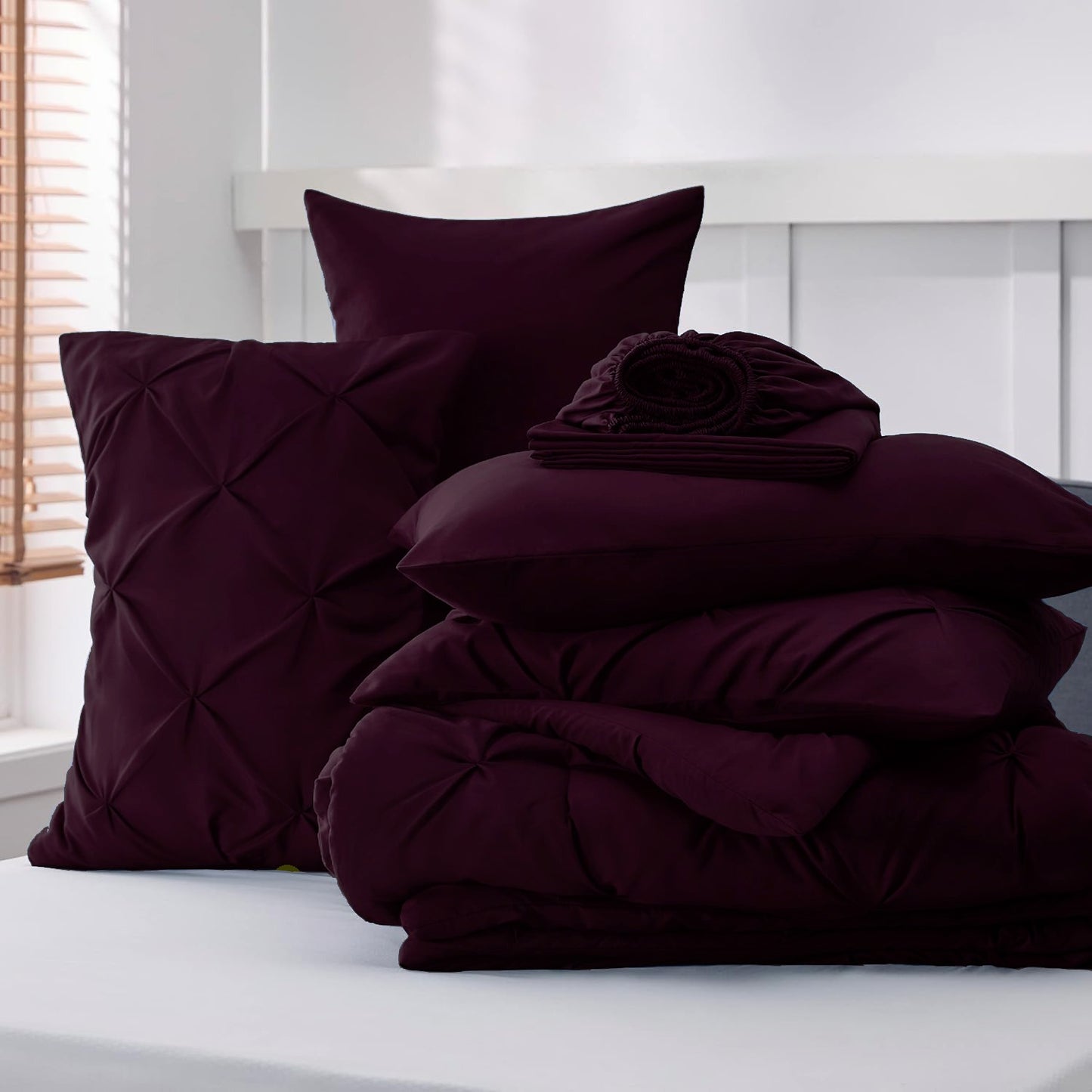 Solid Pintuck Duvet Cover Set-Plum Bed Sheets Apricot