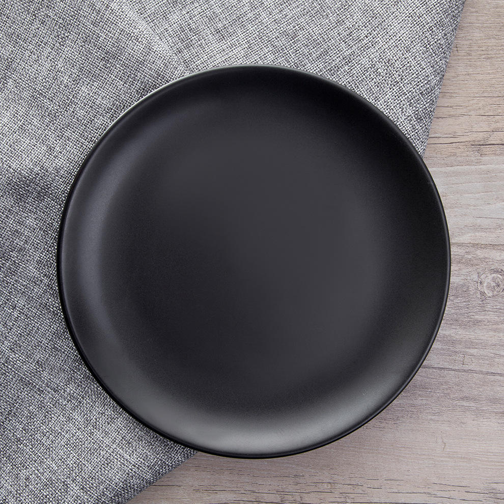 6 Creative Dining Plates-Black cooking set Apricot