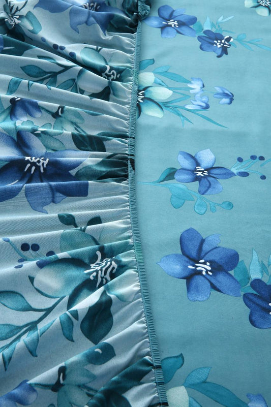 Fitted Bed Sheet-Azure Bloom Fitted Sheets Apricot