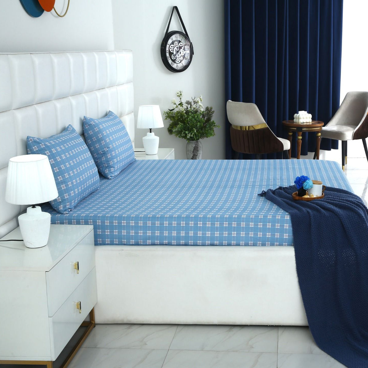 Fitted Bed Sheet-Waterfall Geometric Fitted Sheets Apricot