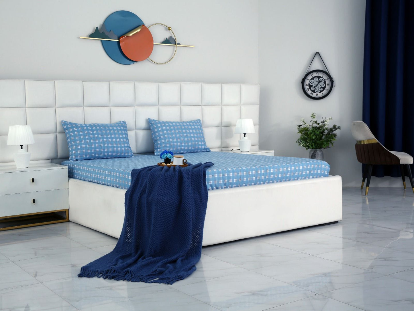 Fitted Bed Sheet-Waterfall Geometric Fitted Sheets Apricot