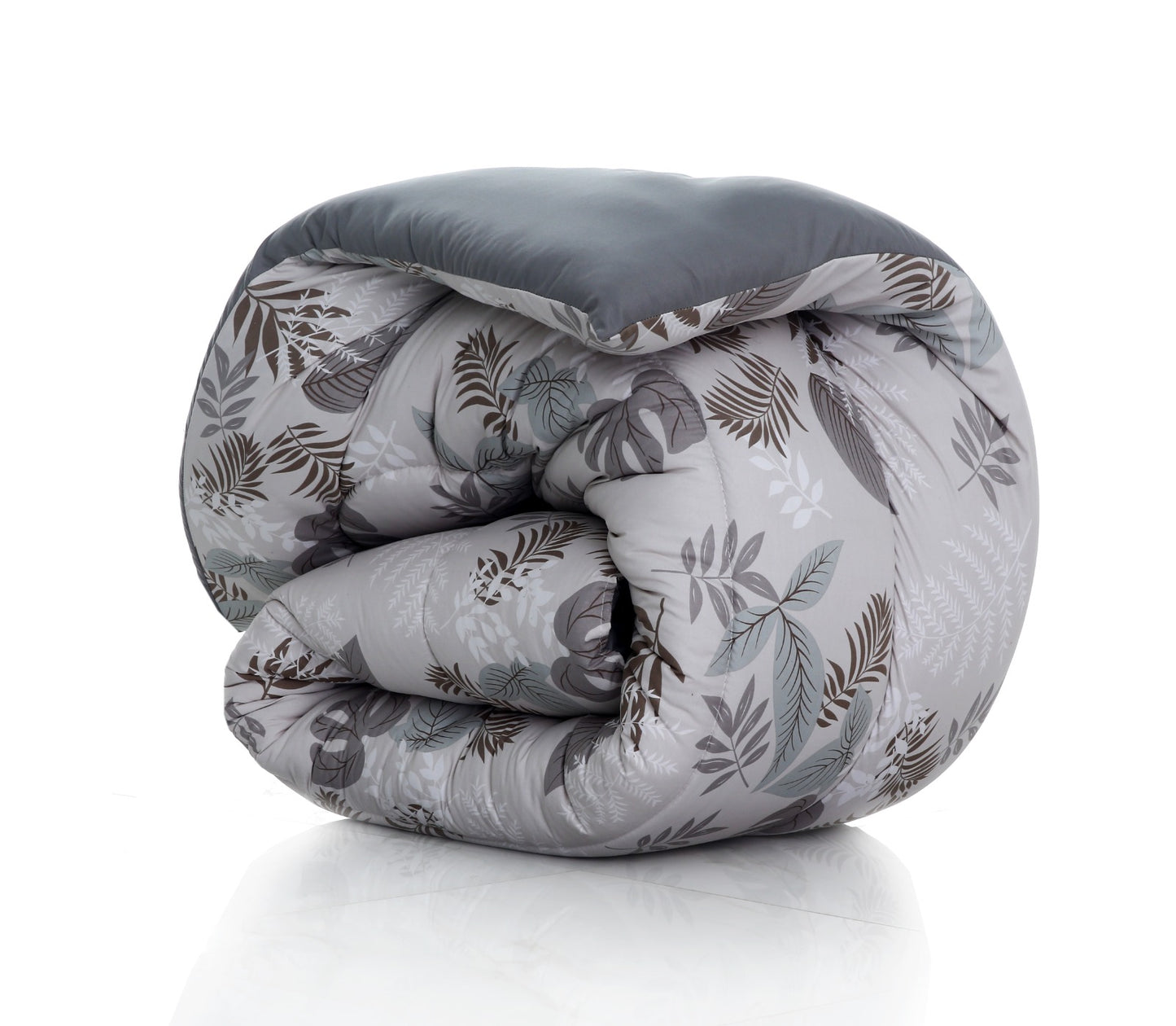 8 PCs Winter Razai Set-Leaf Style(With Grey Reverse) Comforters Apricot