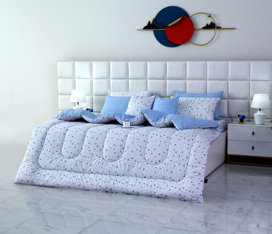 8 PCs Winter Razai Set-Bellflower Comforters Apricot