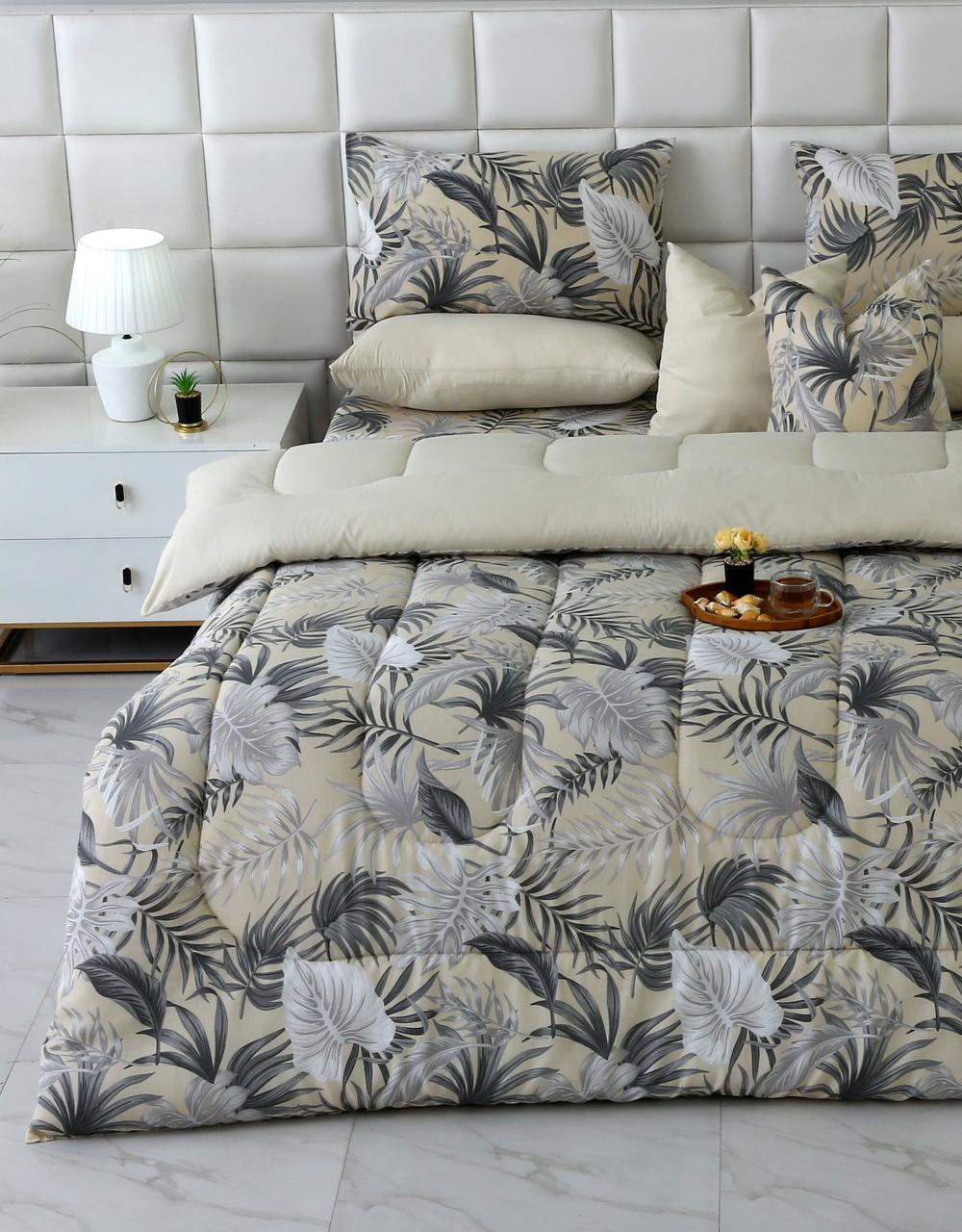 8 PCs Winter Razai Set-Hawaii(With Base Reverse) Comforters Apricot