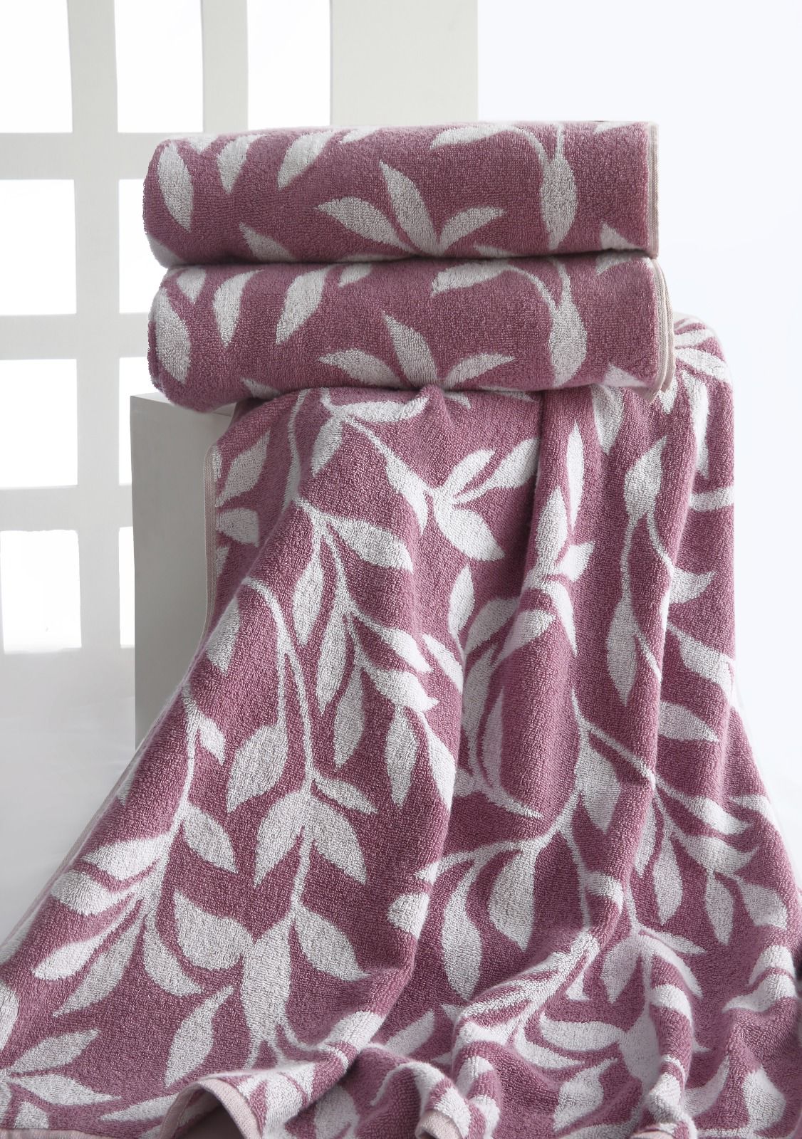 2 Pcs Bath Towels-Pastel Flower(Lilac) Bath Towels & Washcloths Apricot