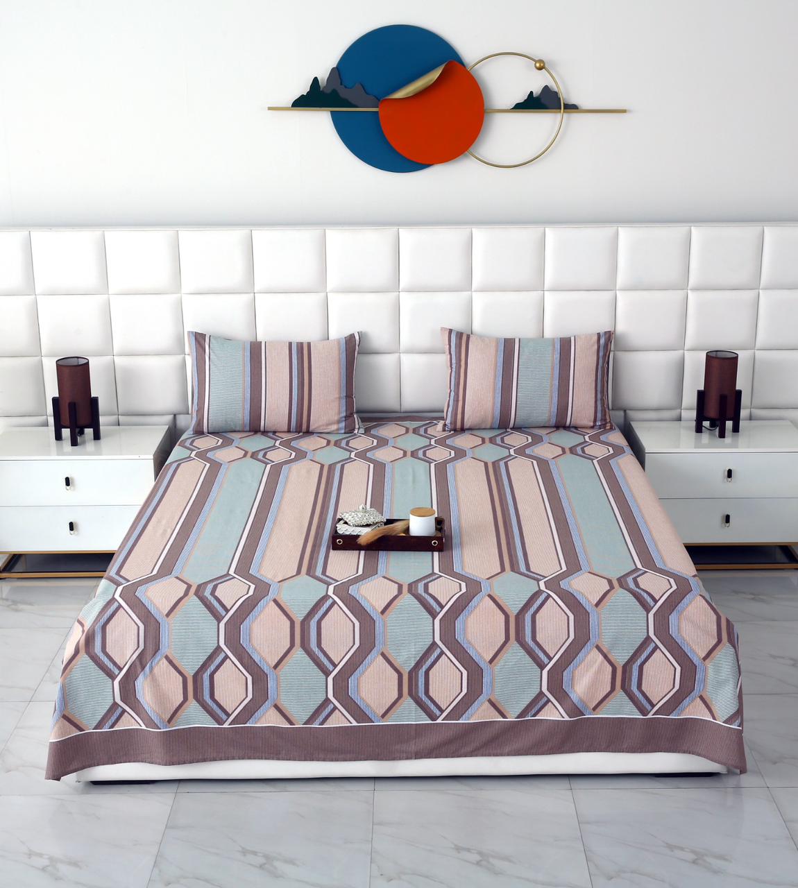 3 PCs Double Bed Sheet-DB-240 Bed Sheets Apricot