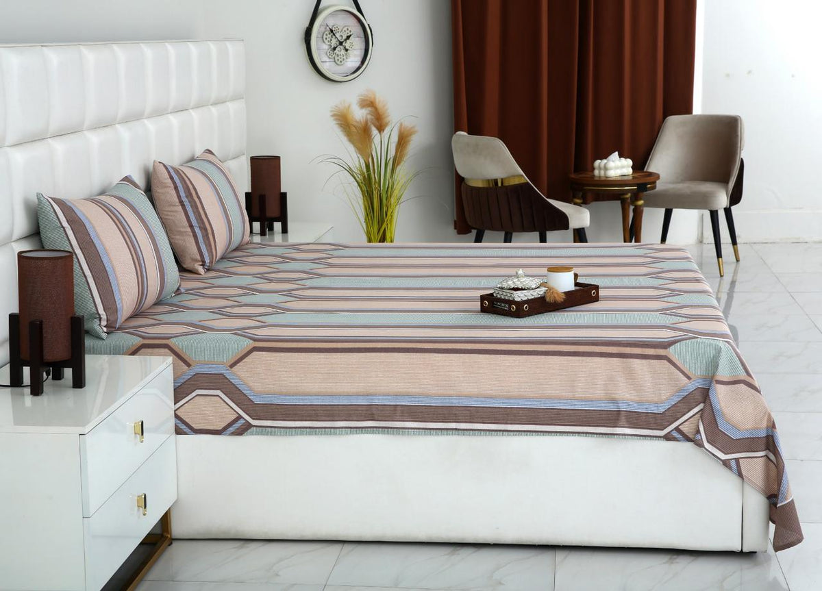 3 PCs Double Bed Sheet-DB-240 Bed Sheets Apricot