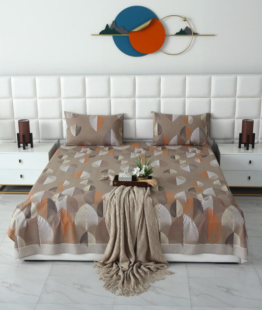3 PCs Double Bed Sheet-DB-236 Bed Sheets Apricot