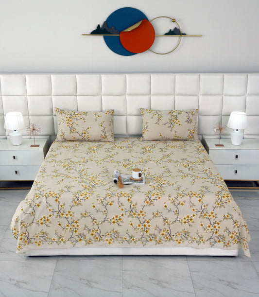 3 PCs Double Bed Sheet-DB-243 Bed Sheets Apricot