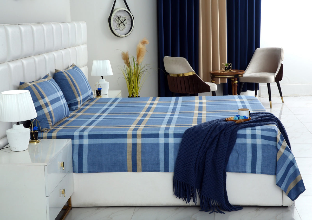3 PCs Double Bed Sheet-DB239 Bed Sheets Apricot