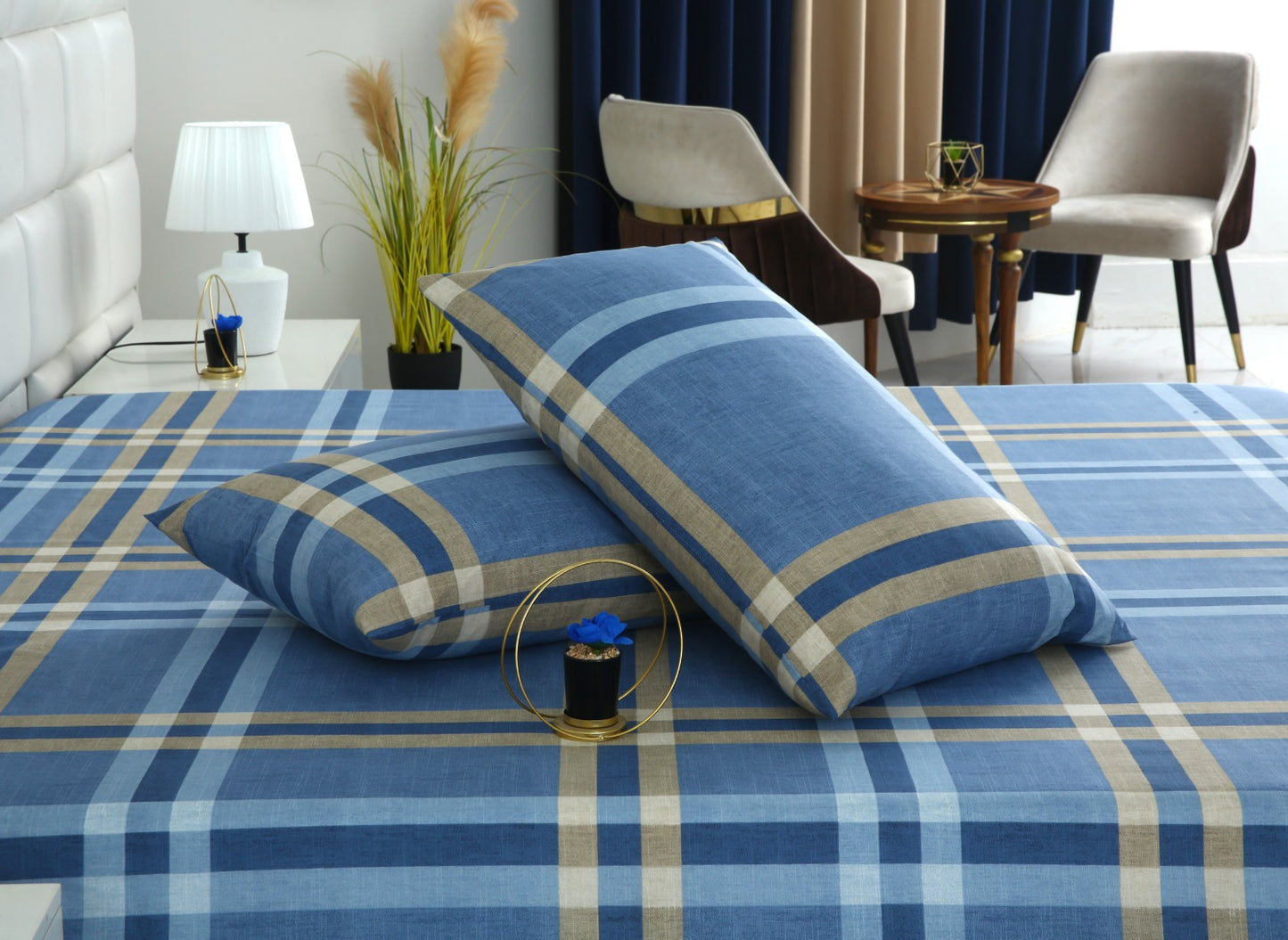 3 PCs Double Bed Sheet-DB-239 Bed Sheets Apricot