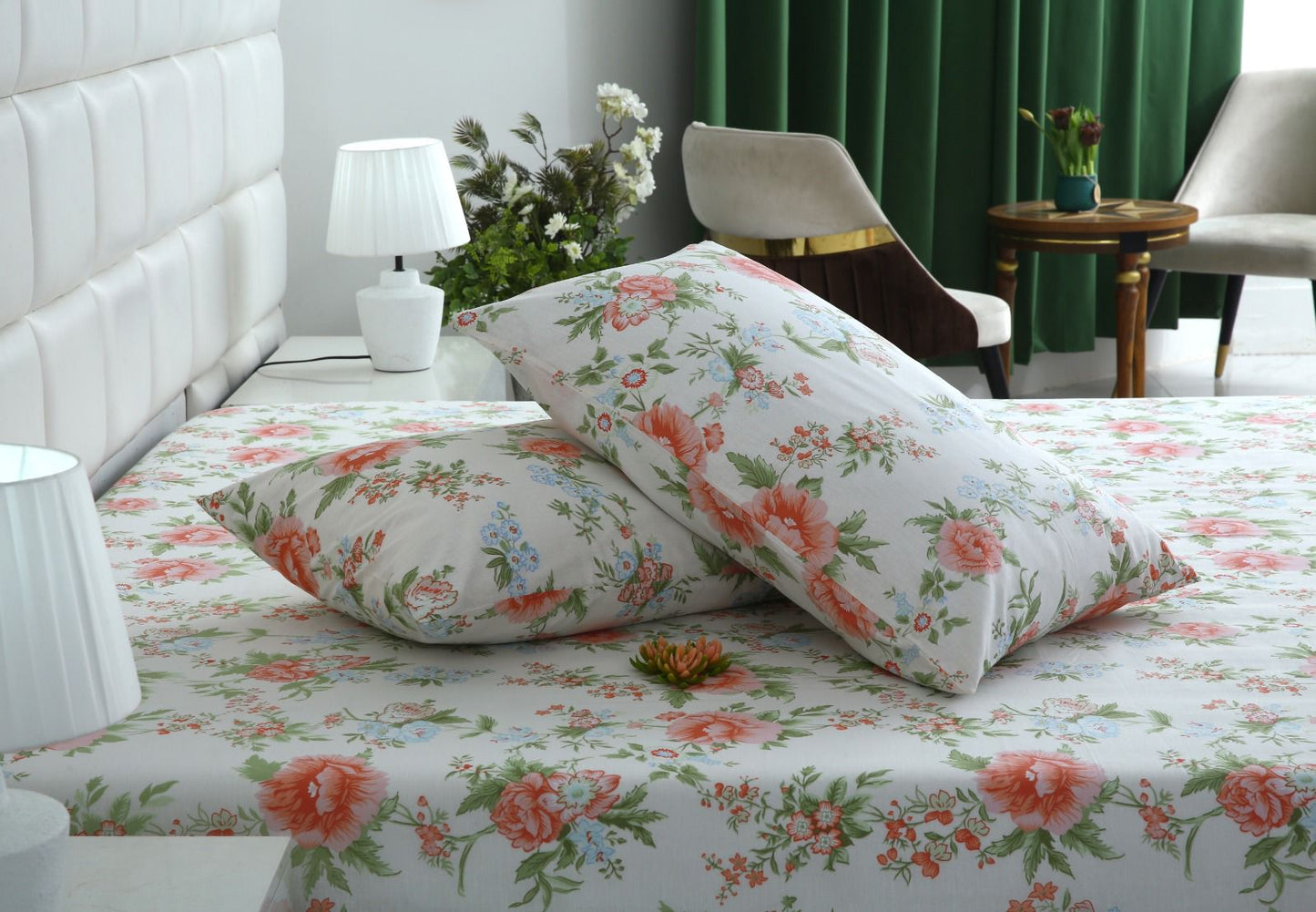 3 PCs Double Bed Sheet-DB190 Bed Sheets Apricot