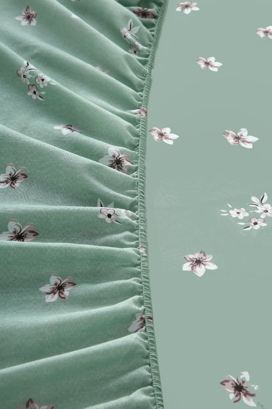 Fitted Bed Sheet-Mint Jazmin Fitted Sheets Apricot