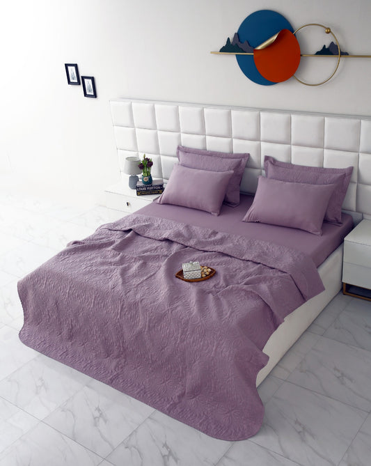 6 PCs Luxury Bed Spread Set-Lilac