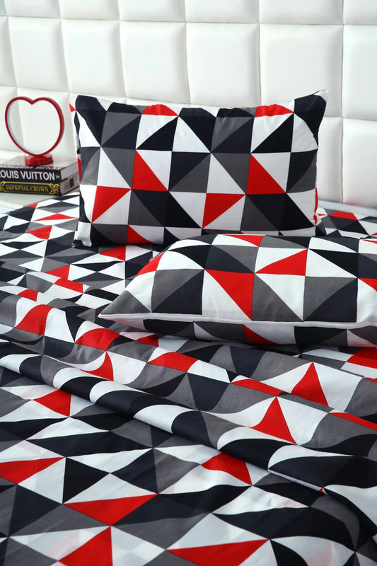 Fitted Bed Sheet- Abstract Geometric Fitted Sheets Apricot