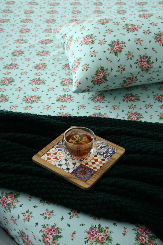 3 PCs Double Bed Sheet-Verdant BED SHEET Apricot