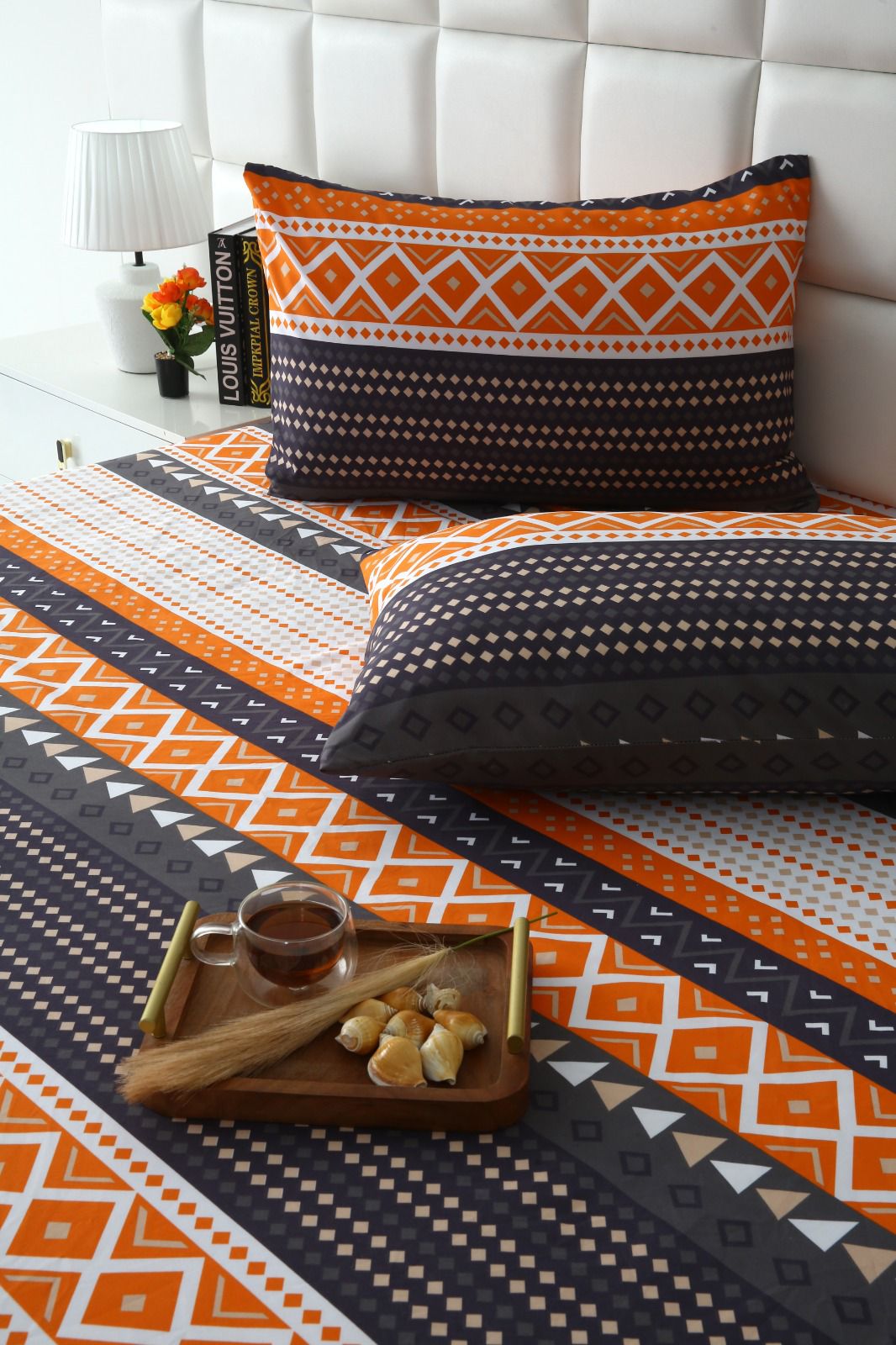 2Pcs Single Bed Sheet-Mexican Style single bed sheet Apricot