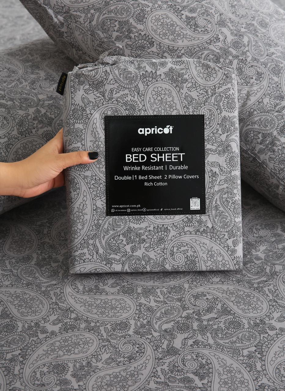 3 PCs Double Bed Sheet With Same Packing-Intricate floral Bed Sheets Apricot