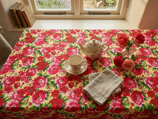 6 & 8 Seater Digital Printed Table Cover-TB46 Table Cover Apricot