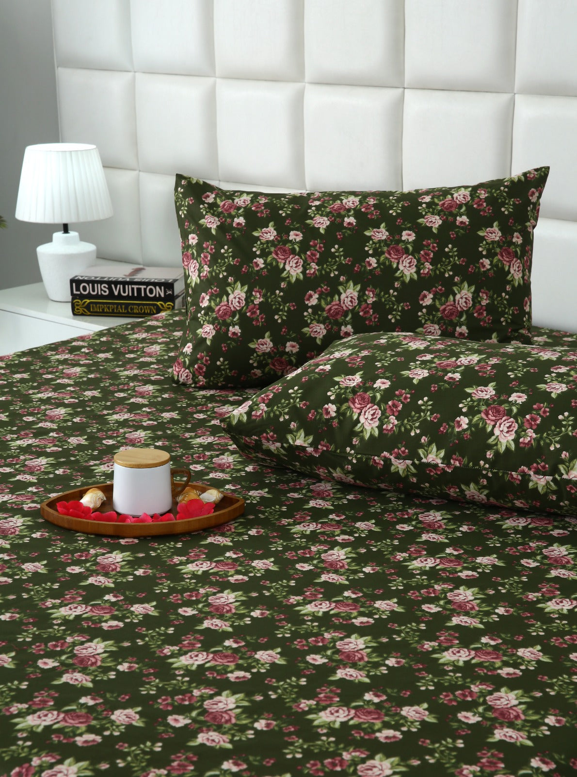 3 PCs Double Bed Sheet With Same Packing- Copen Flora Bed Sheets Apricot