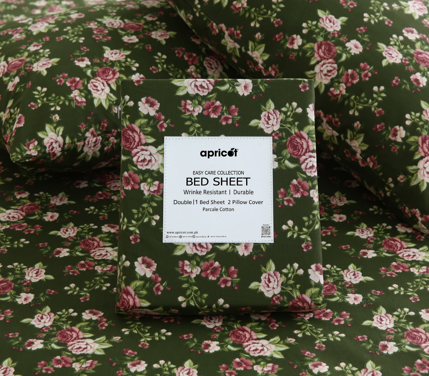 3 PCs Double Bed Sheet With Same Packing- Copen Flora Bed Sheets Apricot