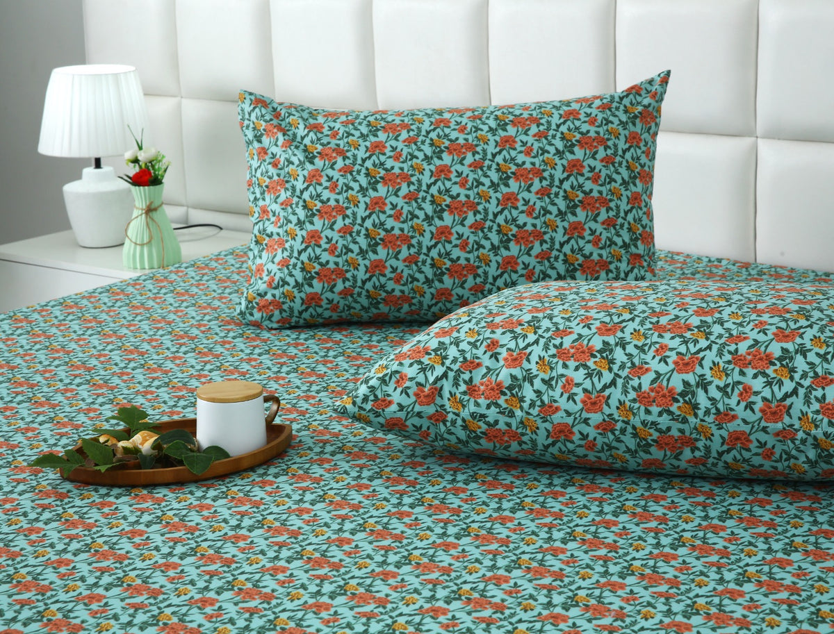 3 PCs Double Bed Sheet With Same Packing- Peach Fuzz Bed Sheets Apricot