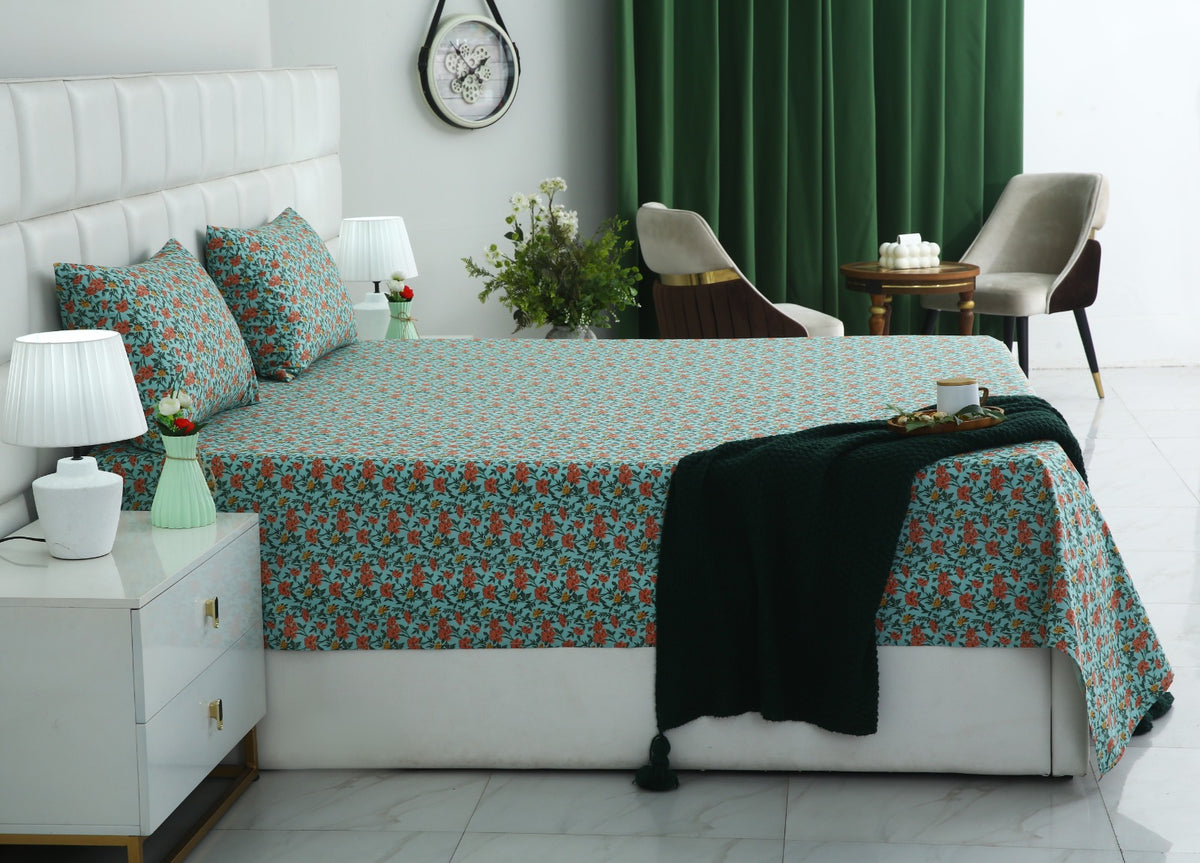 3 PCs Double Bed Sheet With Same Packing- Peach Fuzz Bed Sheets Apricot
