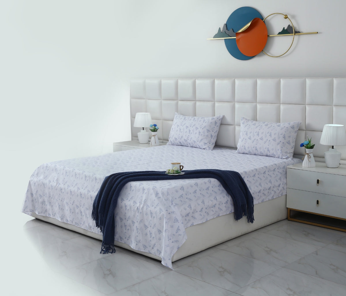 3 PCs Double Bed Sheet With Same Packing- Canva Arts Bed Sheets Apricot